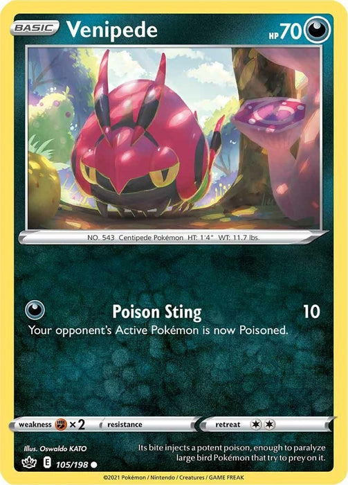 Pokemon Venipede 105/198 SWSH06: Chilling Reign Normal - EternaCards