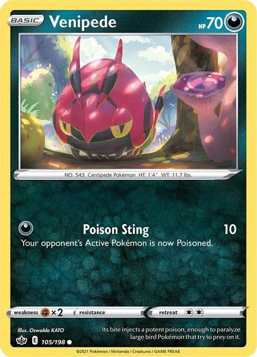 Pokemon Venipede 105/198 SWSH06: Chilling Reign Normal - EternaCards