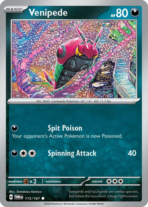 Pokemon Venipede 115/167 SV06: Twilight Masquerade Reverse Holo - EternaCards