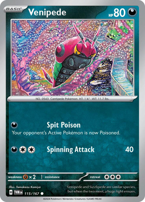 Pokemon Venipede 115/167 SV06: Twilight Masquerade Reverse Holo - EternaCards