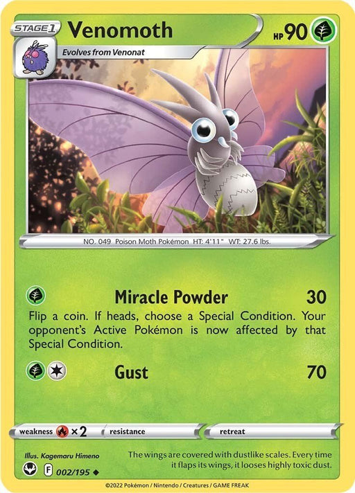 Pokemon Venomoth 002/195 SWSH12: Silver Tempest Reverse Holo - EternaCards