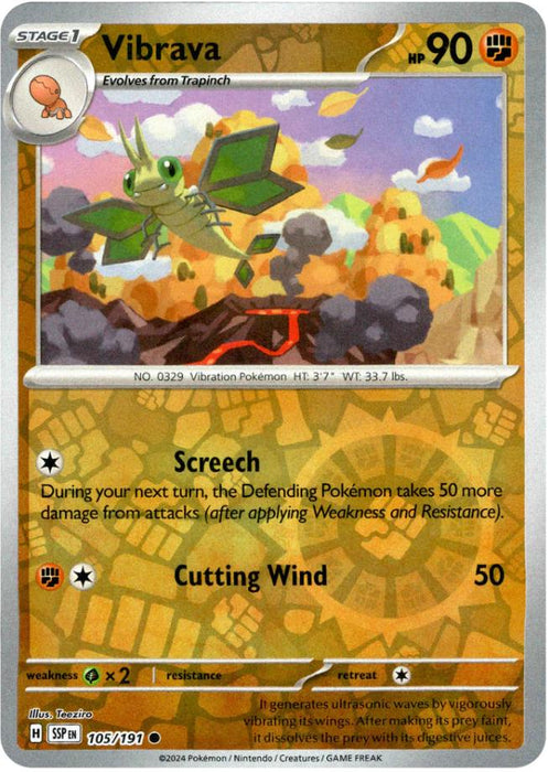 Pokemon Vibrava - 105/191 SV08: Surging Sparks Normal - Eterna Cards