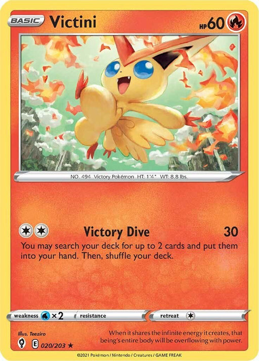 Pokemon Victini 020/203 SWSH07: Evolving Skies Holo - EternaCards