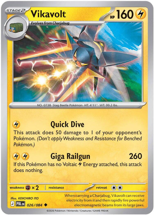 Pokemon Vikavolt 026/084 ME05: Pitch Black Reverse Holo - Eterna Cards