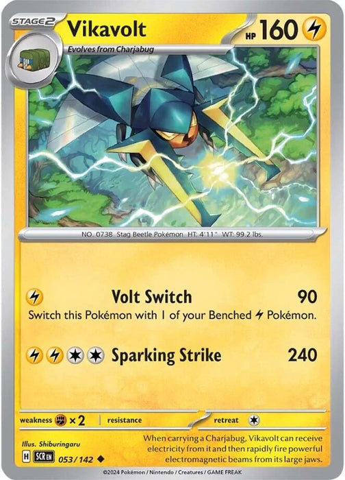Pokemon Vikavolt 053/142 SV07: Stellar Crown Reverse Holo - EternaCards