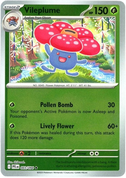 Pokemon Vileplume 003/094 ME02: Phantasmal Flames Holo - Eterna Cards