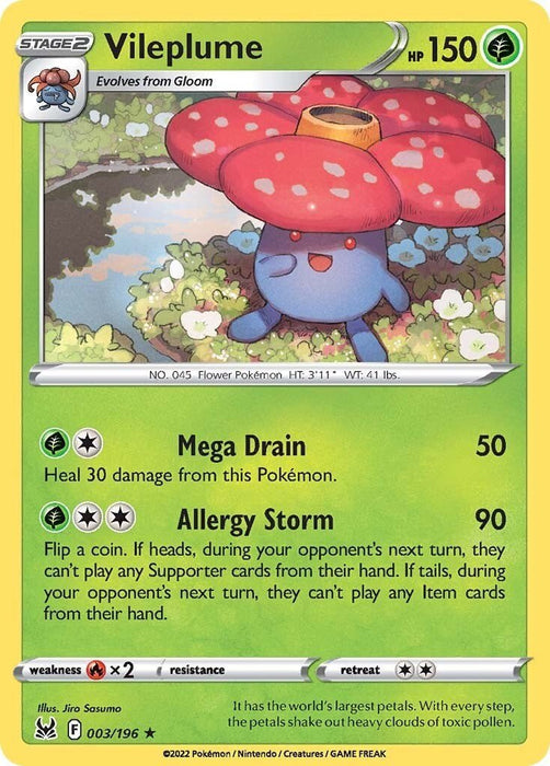 Pokemon Vileplume 003/196 SWSH11: Lost Origin Reverse Holo - EternaCards