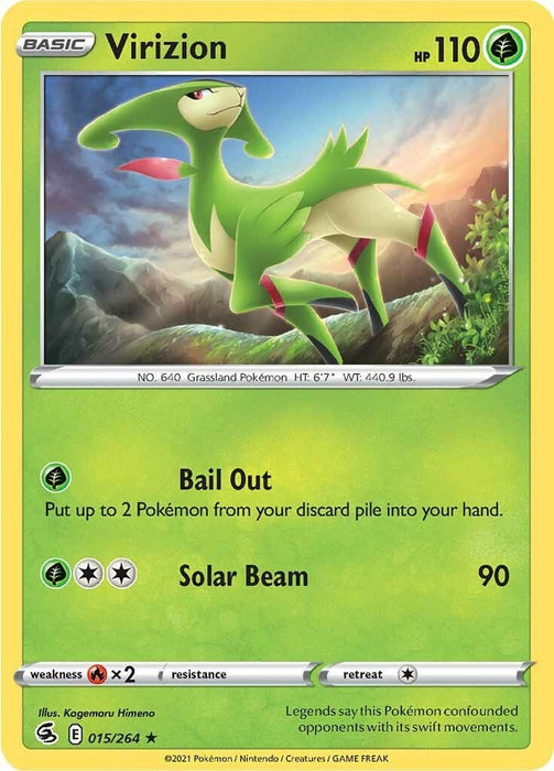 Pokemon Virizion 015/264 SWSH08: Fusion Strike Reverse Holo - EternaCards