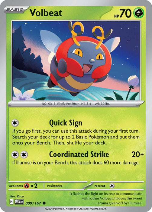 Pokemon Volbeat 009/167 SV06: Twilight Masquerade Reverse Holo - EternaCards