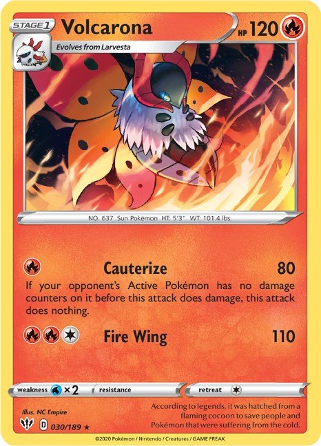 Pokemon Volcarona 030/189 SWSH03: Darkness Ablaze Reverse Holo - EternaCards