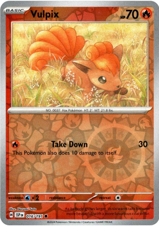 Pokemon Vulpix 016/191 SV08: Surging Sparks Normal - Eterna Cards