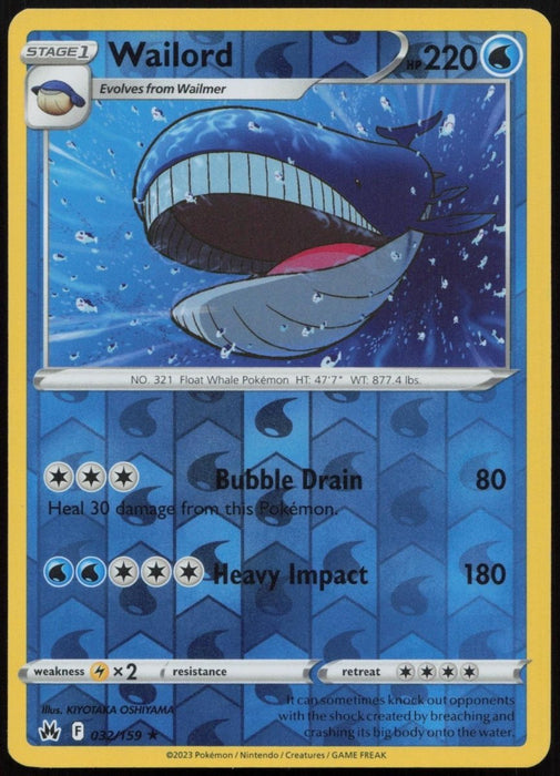 Pokemon Wailord 032/159 SWSH: Crown Zenith Normal - Eterna Cards