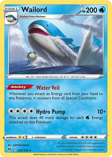 Pokemon Wailord 032/185 SWSH04: Vivid Voltage Reverse Holo - EternaCards