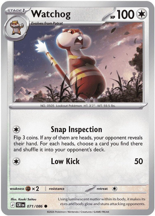Pokemon Watchog - 071/086 071/086 ME04: Chaos Rising Reverse Holo - EternaCards