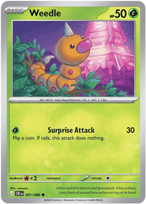 Pokemon Weedle 001/086 ME04: Chaos Rising Reverse Holo - EternaCards
