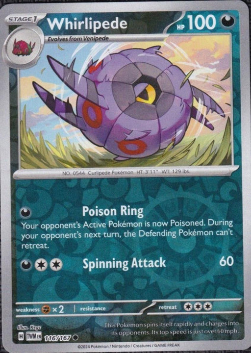 Pokemon Whirlipede 116/167 SV06: Twilight Masquerade Normal - Eterna Cards