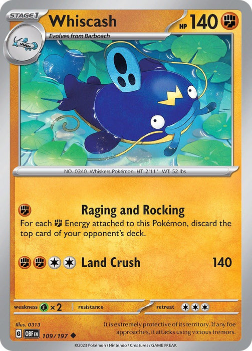 Pokemon Whiscash 109/197 SV03: Obsidian Flames Normal - EternaCards