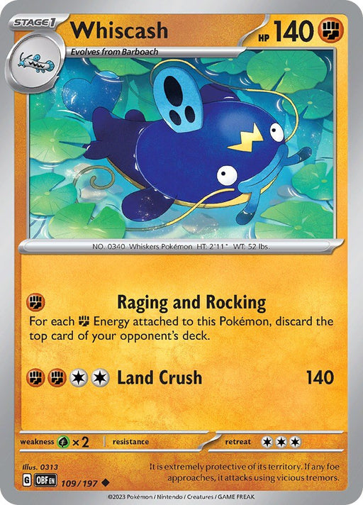 Pokemon Whiscash 109/197 SV03: Obsidian Flames Normal - EternaCards