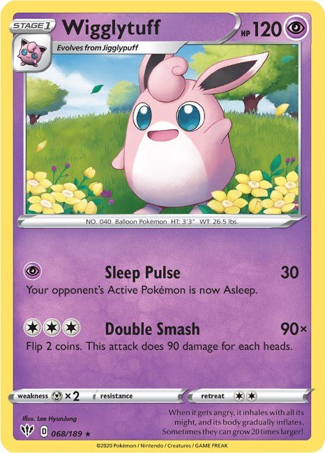 Pokemon Wigglytuff 068/189 SWSH03: Darkness Ablaze Normal - Eterna Cards