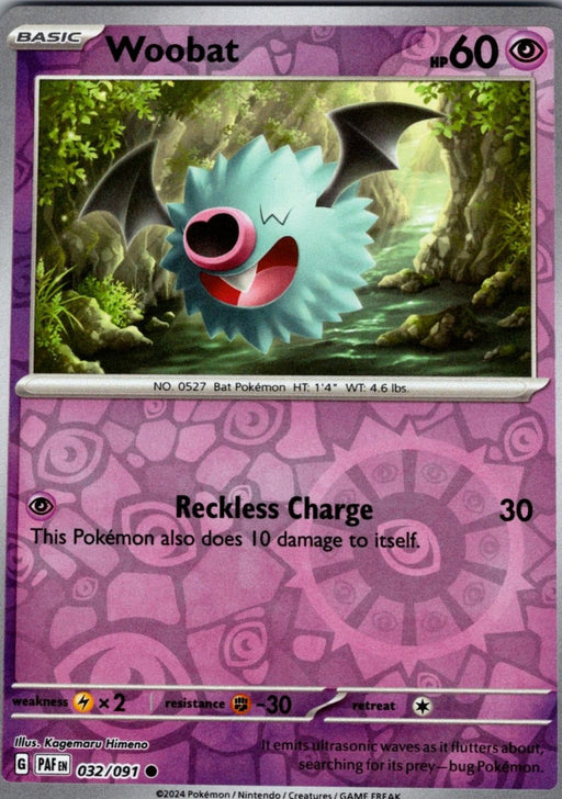 Pokemon Woobat 032/091 SV: Paldean Fates Normal - Eterna Cards
