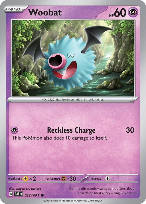 Pokemon Woobat 032/091 SV: Paldean Fates Reverse Holo - EternaCards