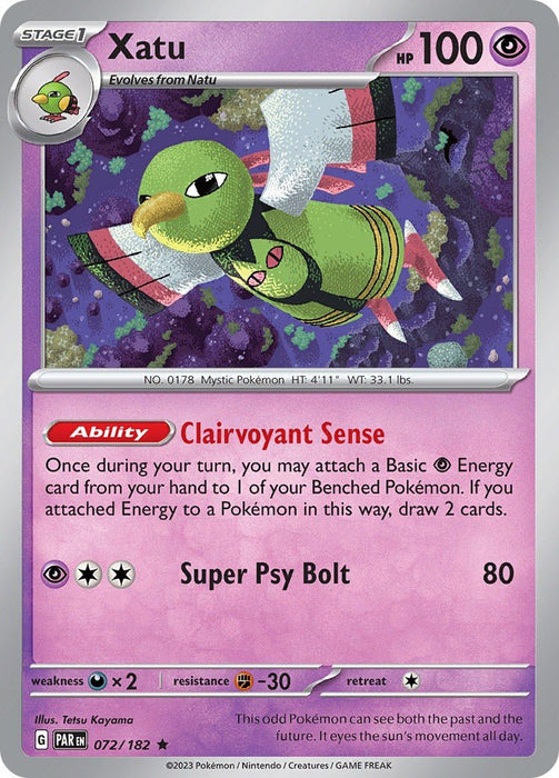 Pokemon Xatu 072/182 SV04: Paradox Rift Holo - EternaCards