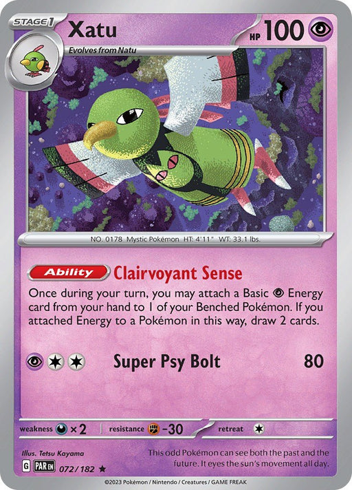 Pokemon Xatu 072/182 SV04: Paradox Rift Holo - EternaCards