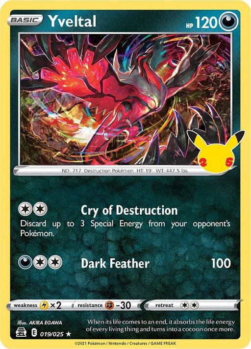 Pokemon Yveltal 019/025 Celebrations Holo - Eterna Cards