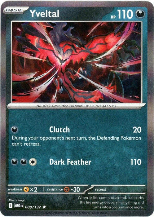 Pokemon Yveltal 088/132 ME01: Mega Evolution Holo - Eterna Cards