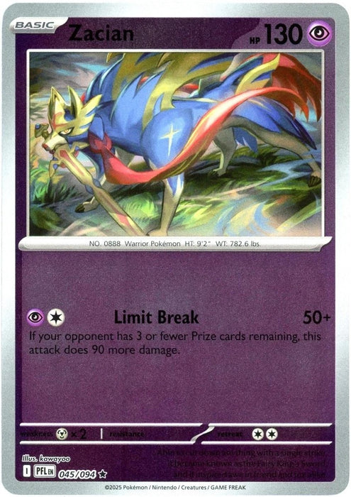 Pokemon Zacian - 045/094 ME02: Phantasmal Flames Holo - Eterna Cards