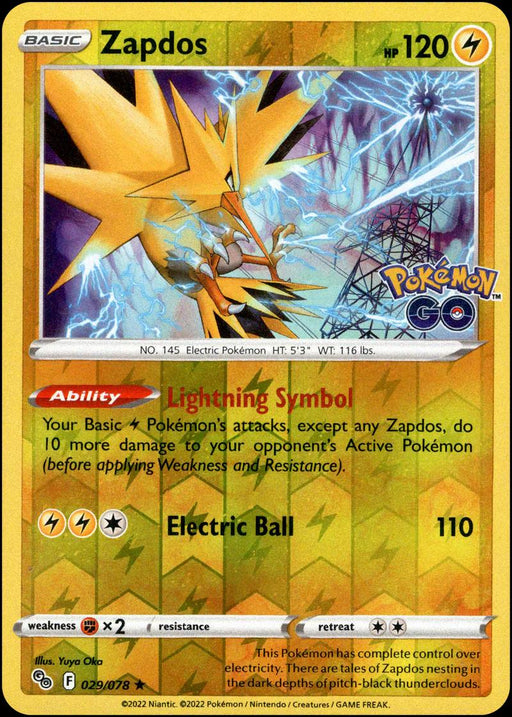 Pokemon Zapdos 029/078 Pokemon GO Holo - Eterna Cards