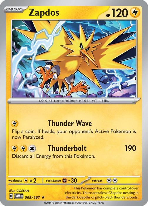 Pokemon Zapdos 065/167 SV06: Twilight Masquerade Holo - EternaCards