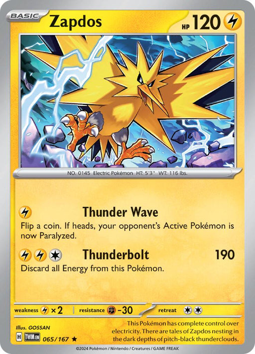 Pokemon Zapdos 065/167 SV06: Twilight Masquerade Holo - EternaCards