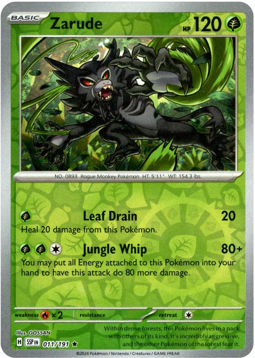 Pokemon Zarude 011/191 SV08: Surging Sparks Holo - Eterna Cards