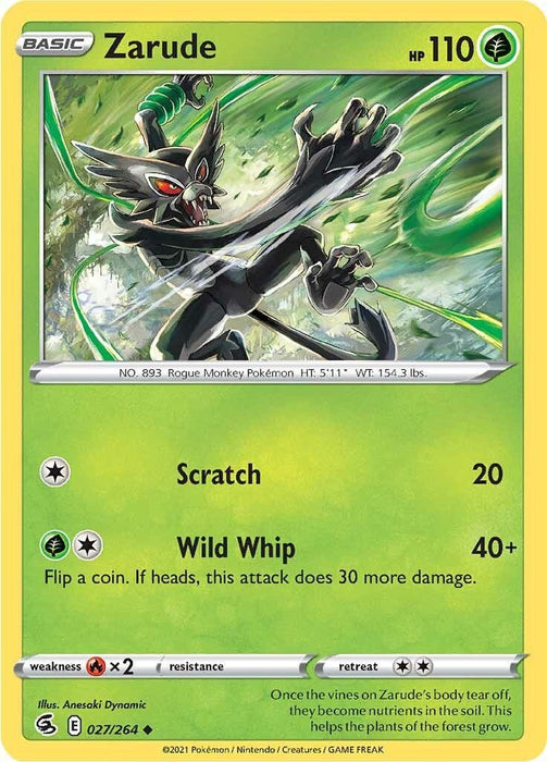 Pokemon Zarude 027/264 SWSH08: Fusion Strike Reverse Holo - Eterna Cards