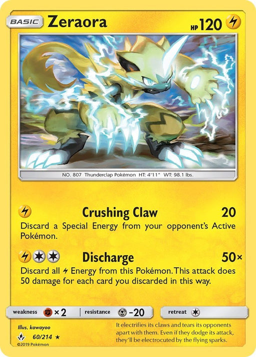 Pokemon Zeraora 60/214 SM - Unbroken Bonds Normal - Eterna Cards