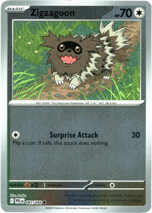 Pokemon Zigzagoon 081/094 ME02: Phantasmal Flames Normal - Eterna Cards