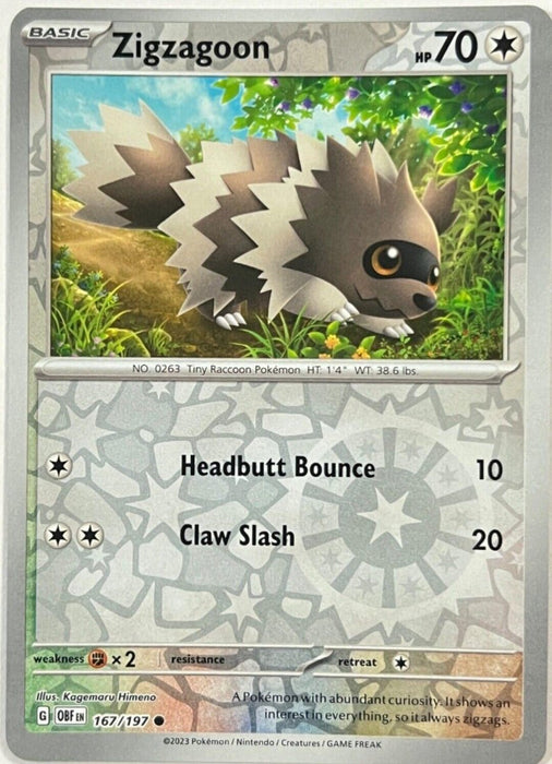 Pokemon Zigzagoon 167/197 SV03: Obsidian Flames Normal - Eterna Cards