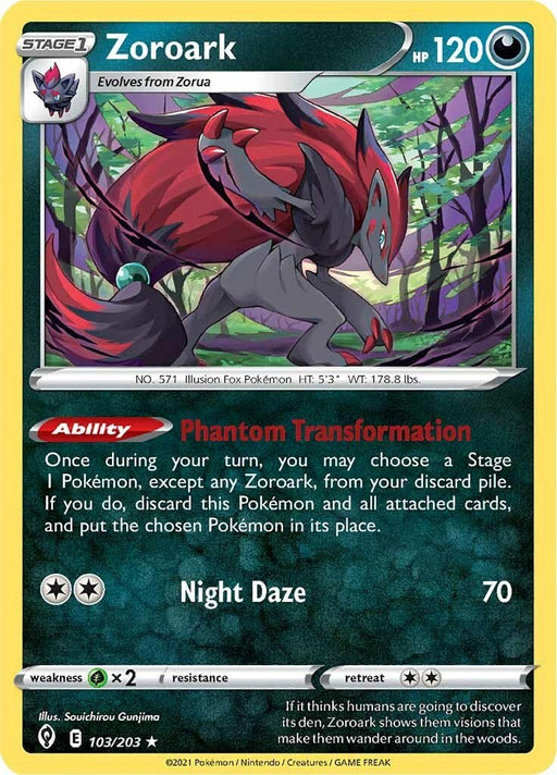 Pokemon Zoroark 103/203 SWSH07: Evolving Skies Reverse Holo - EternaCards