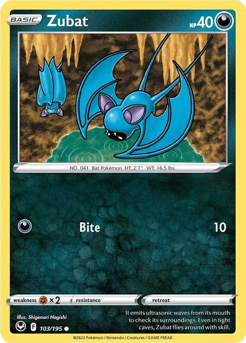 Pokemon Zubat 103/195 SWSH12: Silver Tempest Normal - EternaCards