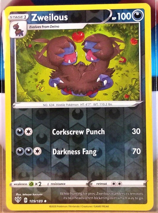 Pokemon Zweilous 109/189 SWSH03: Darkness Ablaze Normal - Eterna Cards