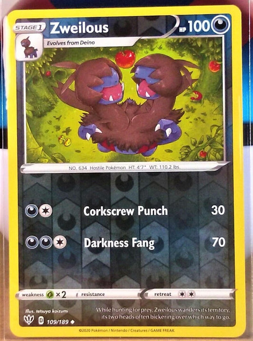 Pokemon Zweilous 109/189 SWSH03: Darkness Ablaze Normal - Eterna Cards