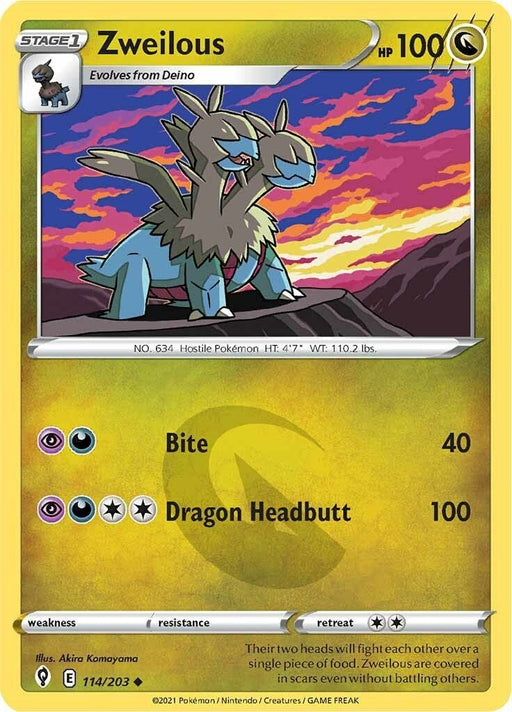Pokemon Zweilous 114/203 SWSH07: Evolving Skies Normal - Eterna Cards