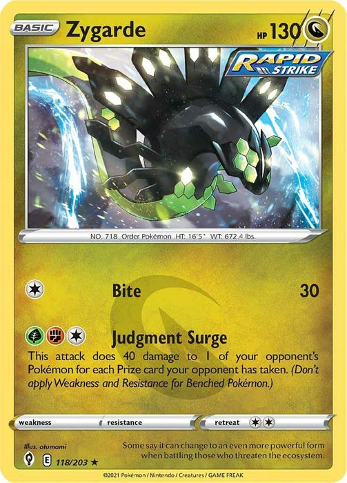 Pokemon Zygarde 118/203 SWSH07: Evolving Skies Reverse Holo - EternaCards