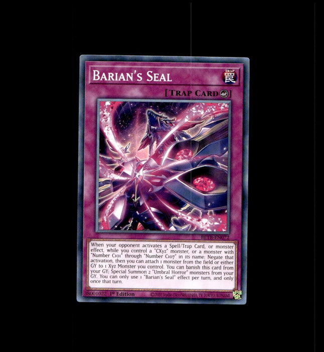 (Preorder) YuGiOh Barian's Seal BETB-EN072 Beyond the Brave 1St Edition - Eterna Cards