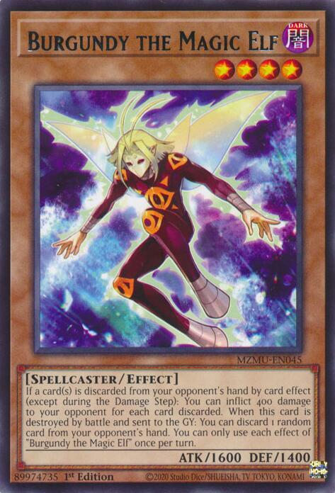YuGiOh Burgundy the Magic Elf MZMU-EN045 Maze of Muertos 1st Edition - EternaCards