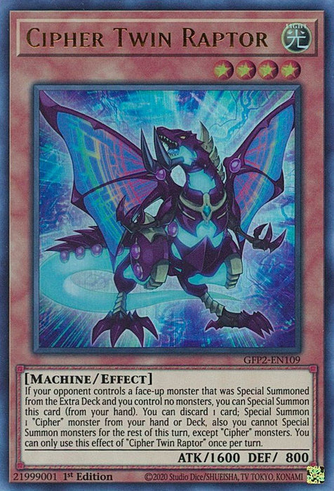 YuGiOh Cipher Twin Raptor GFP2-EN109 Ghosts From the Past: The 2nd Haunting 1st Edition - EternaCards
