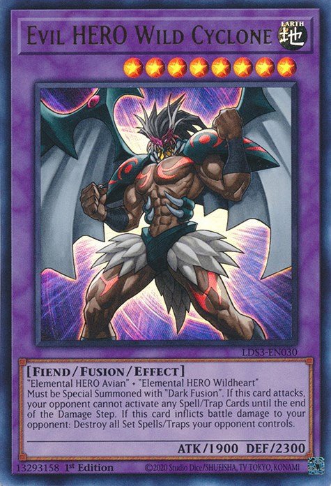 YuGiOh Evil HERO Wild Cyclone LDS3-EN030 Legendary Duelists: Season 3 1st Edition - EternaCards
