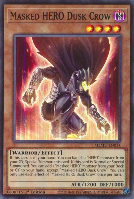 YuGiOh Masked HERO Dusk Crow MZMU-EN014 Maze of Muertos 1st Edition - EternaCards