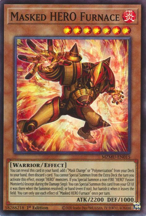 YuGiOh Masked HERO Furnace MZMU-EN015 Maze of Muertos 1st Edition - EternaCards